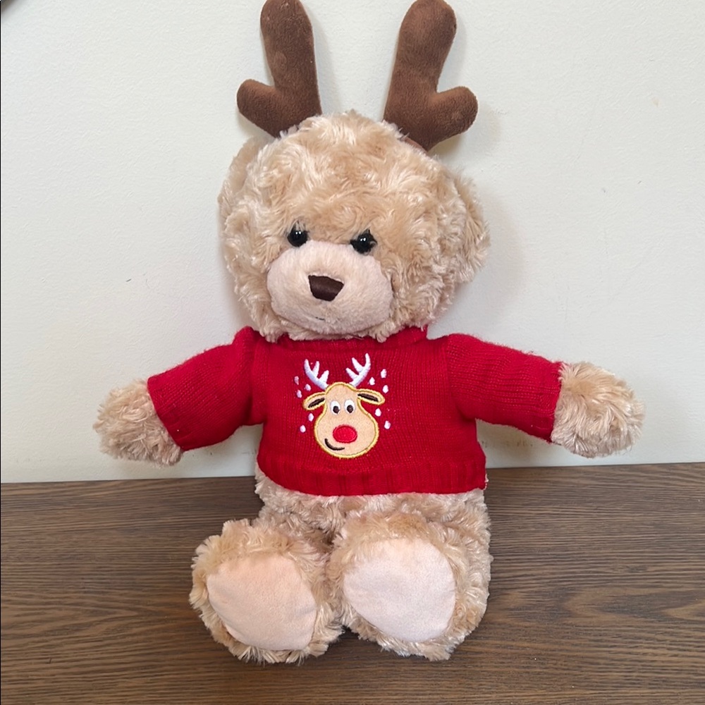 Plush Reindeer Teddy with Red Sweater